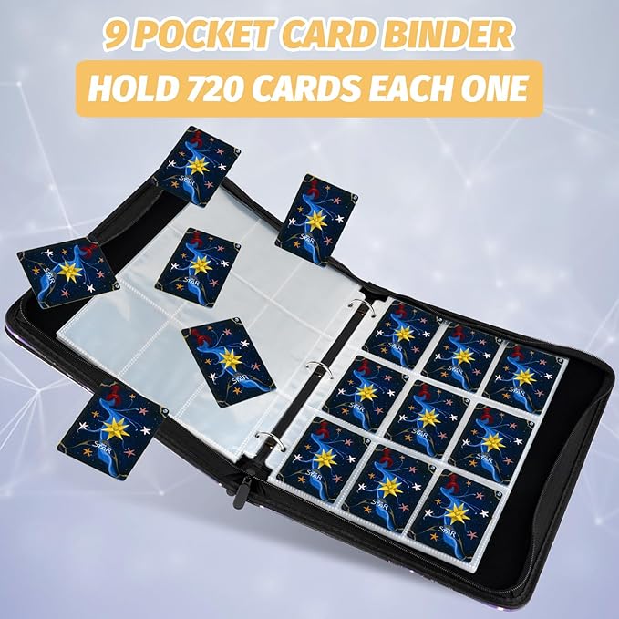 Trading Card Binder, Premium 9 Pocket Card Binder, 720 Double Sided Pocket PU - Image 3