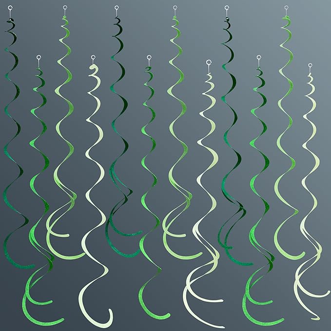 36Pcs Green Hanging Swirl Decorations Ombre Green Felt Swirl Streamer Spiral by pinkblume