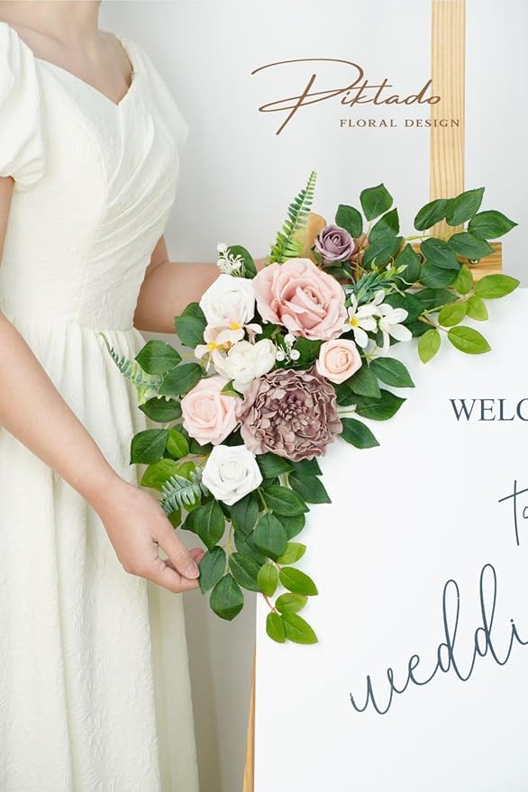 Wedding decor Welcome Sign Flower Backdrop Garland - Image 5