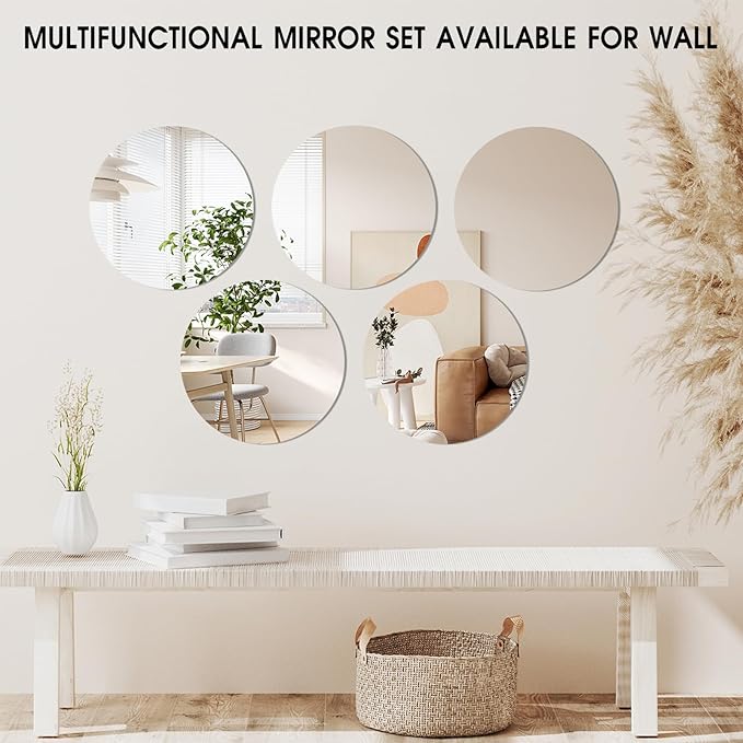 VASUHOME 8" Round Mirror Plates, Glass Circle Mirror Centerpieces - Image 5