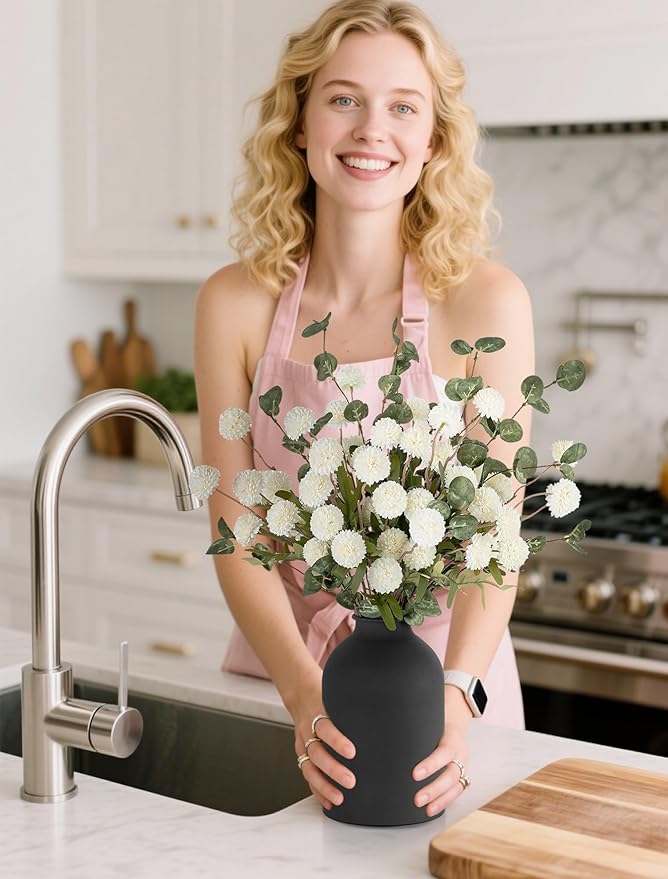 BLOSMON Fake Flowers in Vase for Centerpieces: Metal Vase - Image 6