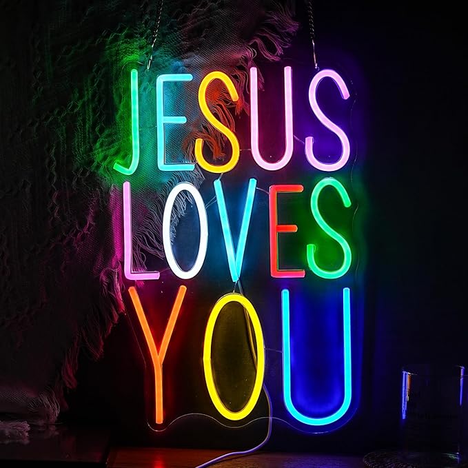 Jesus Loves You Neon sign Colorful Led Letters Sign Neon Light - Image 3