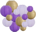 BEISHIDA 16 Pcs Purple Gold Paper Lanterns, Hanging Decorative Chinese Japanese by Beishida