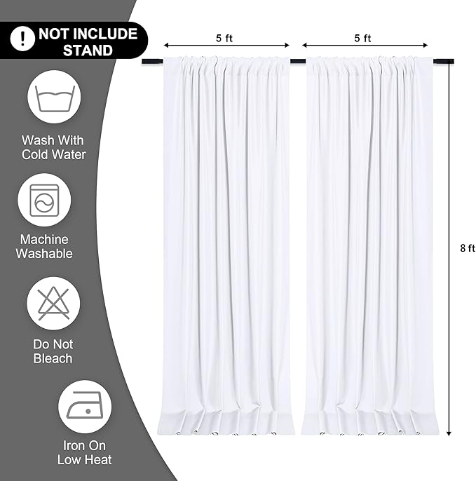 DWCN 10x8 FT White Backdrop Curtains - Image 2