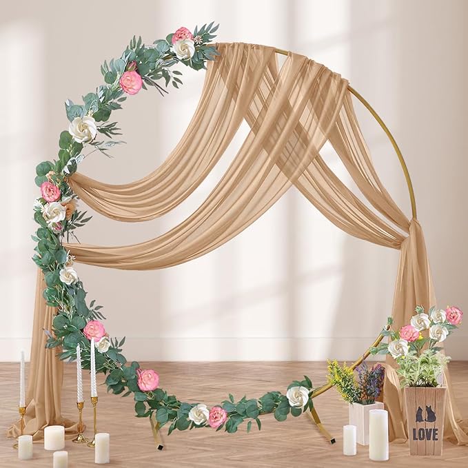 Nude Wedding Arch Draping Fabric 2 Panels 29" x 20 FT Coffee Drapes - Image 3