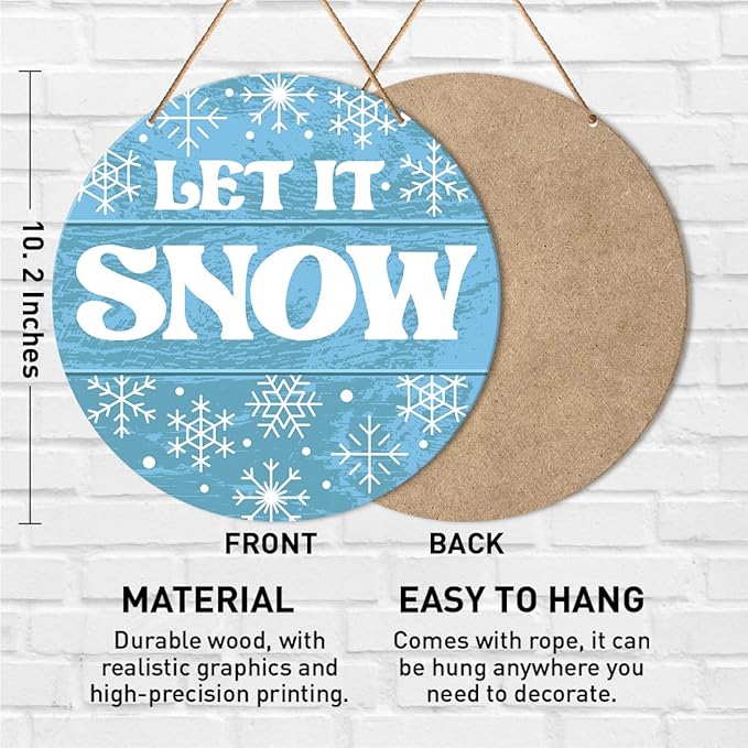 Muktoujaumai Winter Sign Front Door Decor, Christmas Round Hanging Sign Decor - Image 2