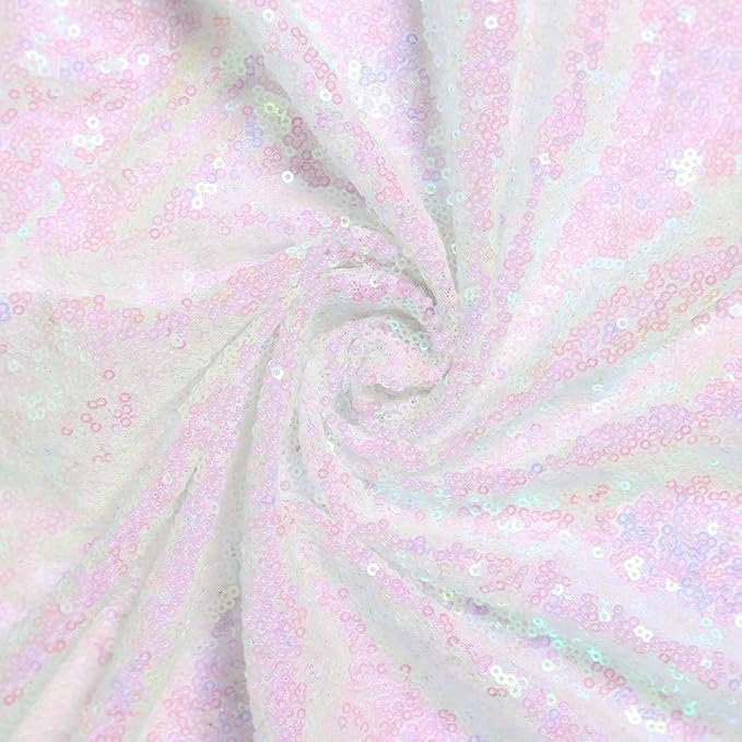 JYFLZQ White Iridescent Sequin Backdrop Curtains 4ft x 8ft 2 Panel Glitter - Image 4
