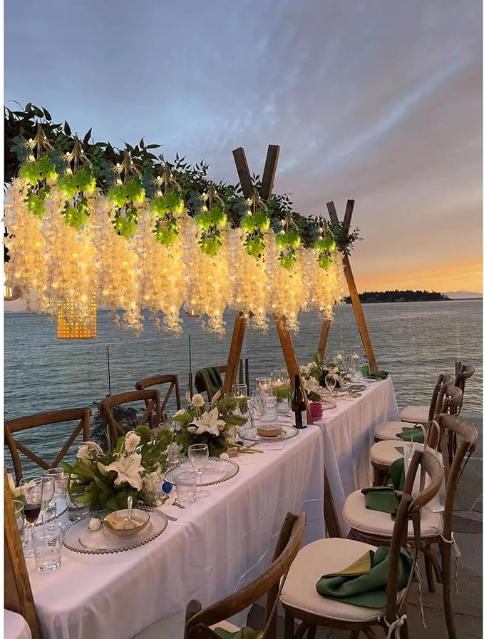 12 Pack Champagne Wisteria Hanging Flowers Garland - Image 5