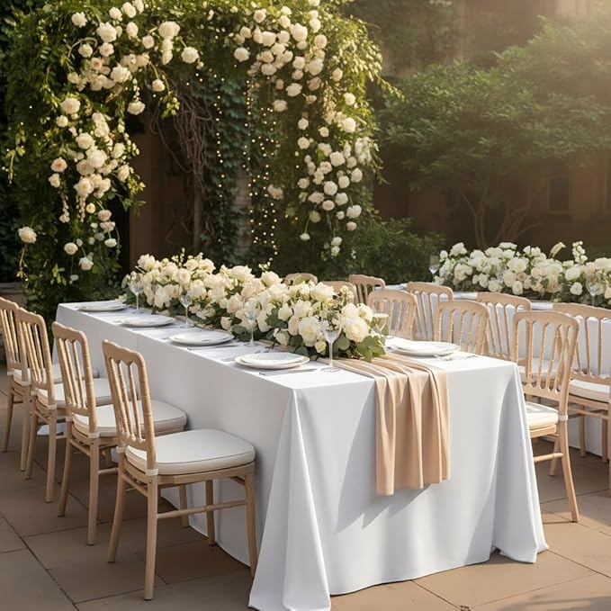Fitable White Table Clothes for Rectangle Tables, 6 Pack - Image 2