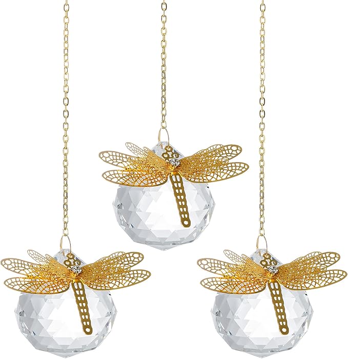 Crystal Suncatchers Gold Dragonfly 40mm Crystal Prisms Ball Rainbow Maker - Image 2