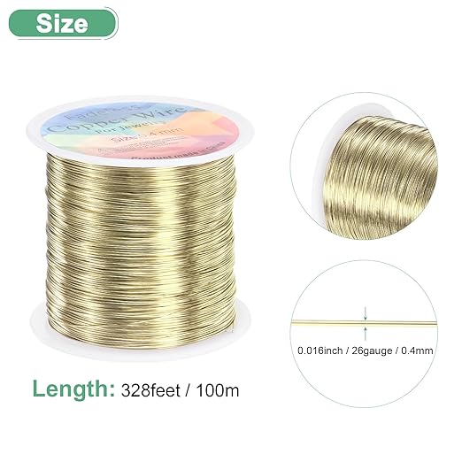 0.4mm Jewelry Wire, 26 Gauge 328FT Craft Wire Copper Beading Wire - Image 3