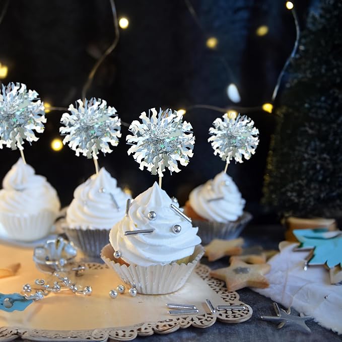 Ephlyn 30Pcs Foil Firework Cupcake Toppers Happy Birthday Cake Toppers Tinsel - Image 7