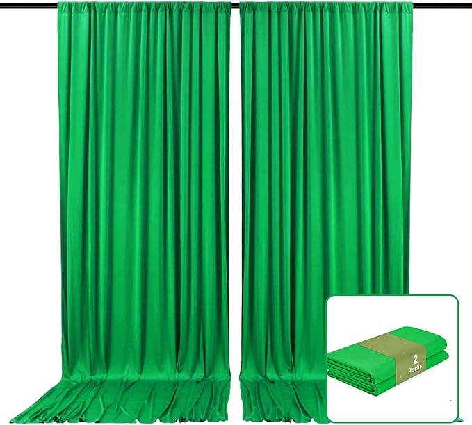 2 Panels Grass Green Backdrop Curtain, 10 x 7 Feet Background Curtains by Zankubom