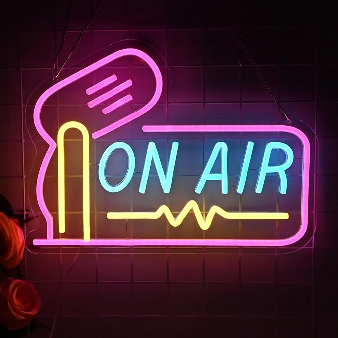 Planzo On Air Neon Sign for Live Studio Broadcasting Room Radio Station Bedroom - Image 2