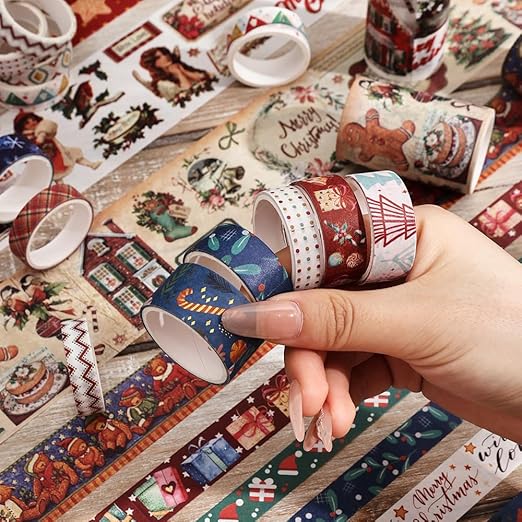 20 Rolls Christmas Theme Washi Tape Set, Writable Decorative Tapes - Image 5