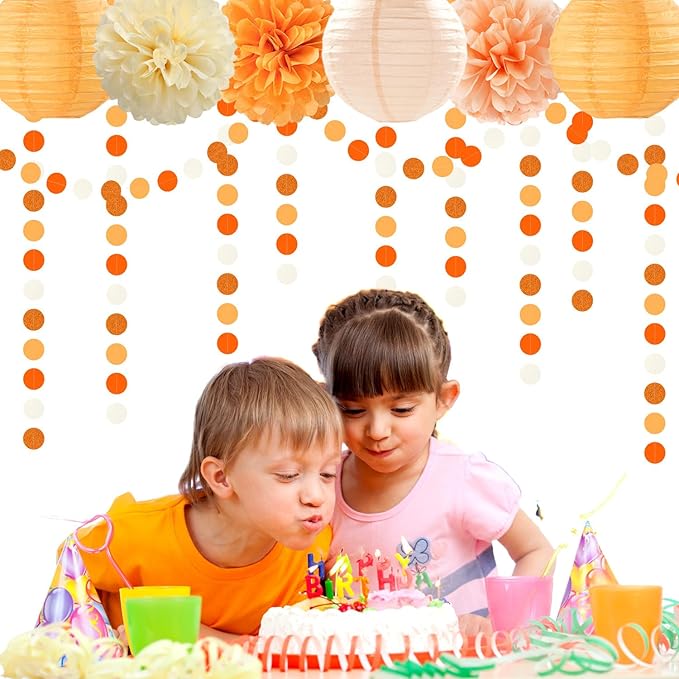 Boho Orange-Beige Baby-Shower Party-Decorations Streamers - 52Ft Neutral - Image 7