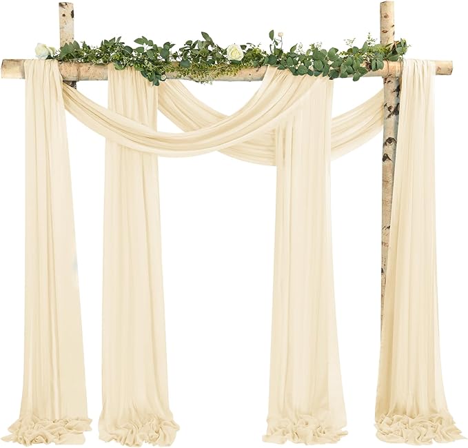 4 Panels Ivory Wedding Arch Draping Fabric Cheesecloth Fabric 35" x20FT Gauze by REWOMC