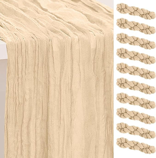 10 Pack Nude Cheesecloth Table Runner 35x120 Inch 10Ft Rustic Gauze Cheese by SuBleer
