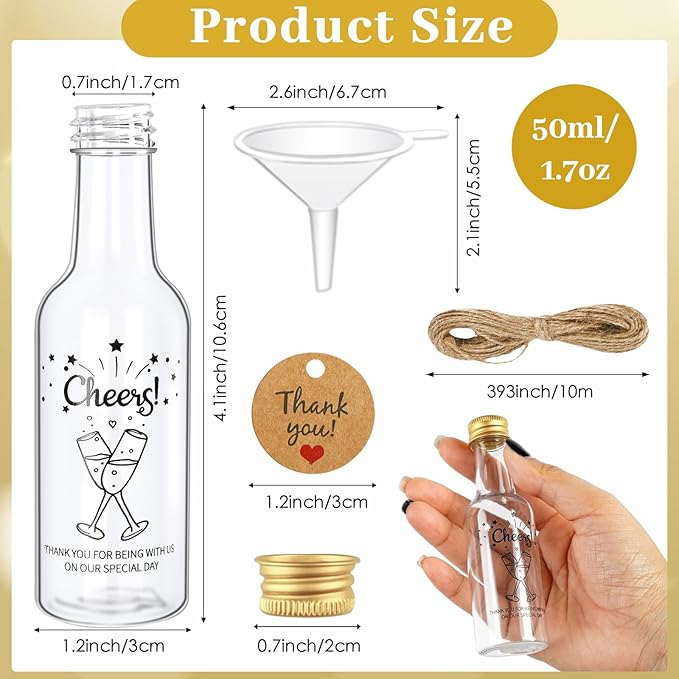 OurWarm 50 Pack Mini Liquor Bottles, 1.7oz/50ml Mini Shot Bottles - Image 2