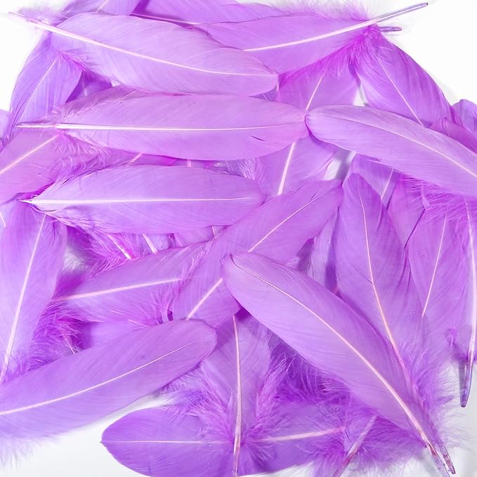 THARAHT 120pcs Lignt Purple Natrual Goose Feathers Natural Bulk 6-8 inch 15-20cm - Image 3