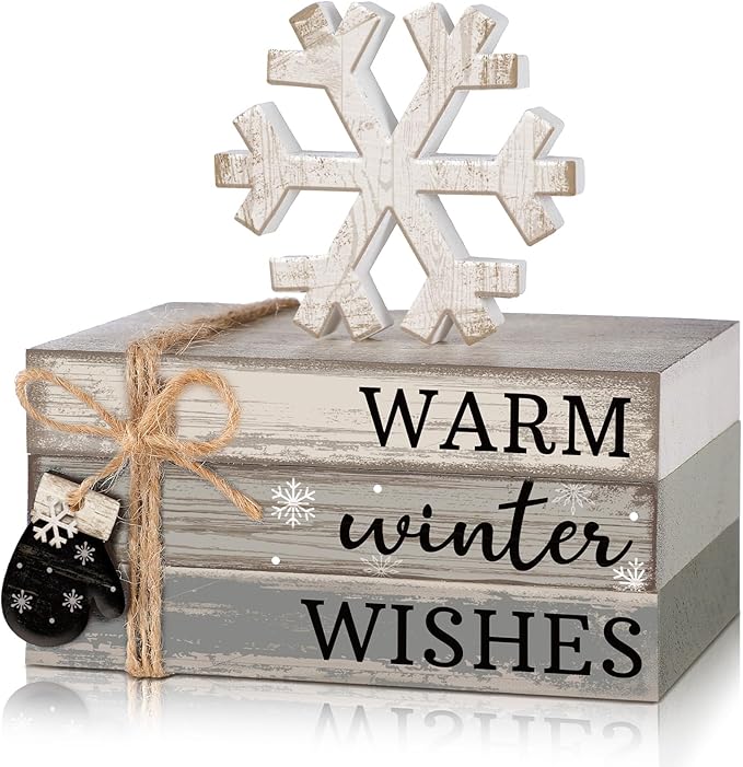4 Pcs Winter Christmas Decor Winter Table Decorations Christmas Tiered Tray by Anglechic