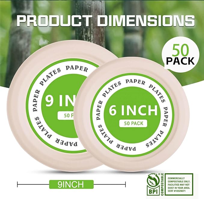 Disposable Paper Plates, 6 inch Heavy Duty Paper Plate, Soak and Cut Proof - Image 2