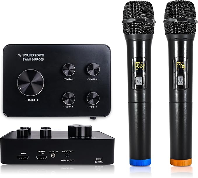 Sound Town 16 Channels Wireless Microphone Karaoke Mixer System, Supports HD ARC by SOUNDTOWN