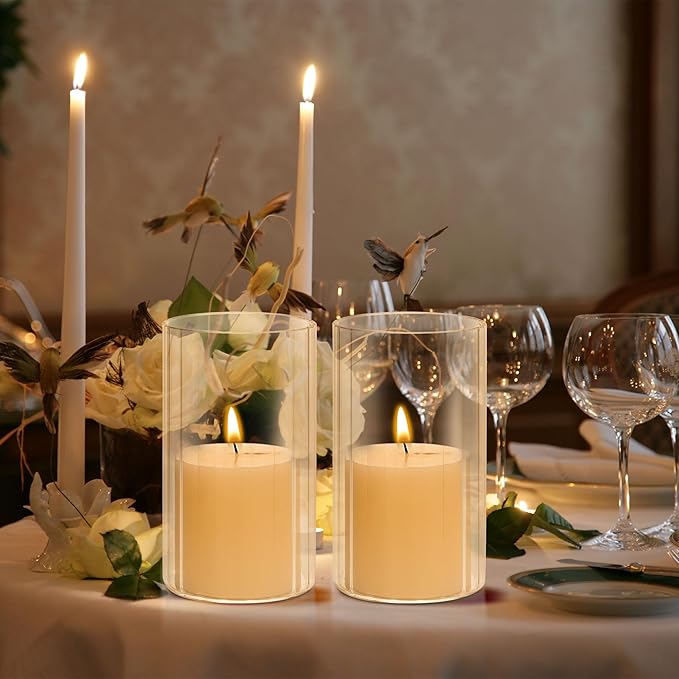 Glass Cylinder Vases Set of 6 Clear Ribbed Glass Vases - Image 5