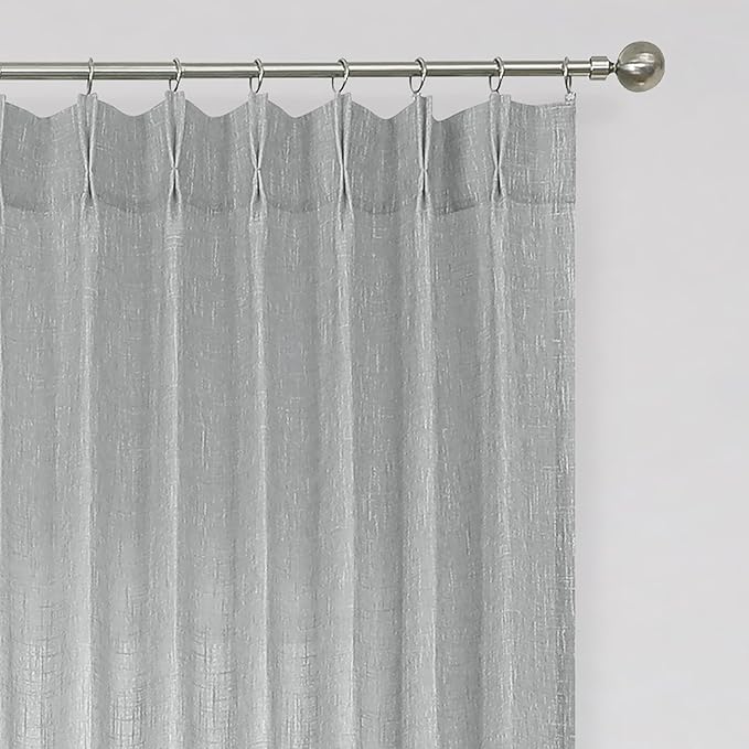 Vision Home Gray Pinch Pleated Semi Sheer Curtains Textured Light Filtering by VisionHome