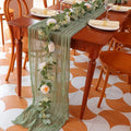 Snowkingdom Sage Green Cheesecloth Table Runner, 160 Inch 13 Ft Rustic Boho by Snowkingdom