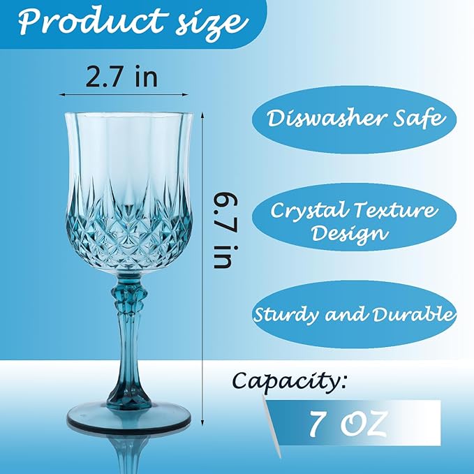 Plastic Wine Glasses，Plastic Goblets Vintage Style Cordial Drinking Glasses - Image 2