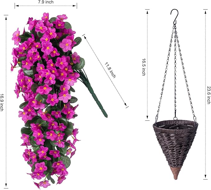 Artificial Fake Hanging Flowers Plants Baskets - Image 2