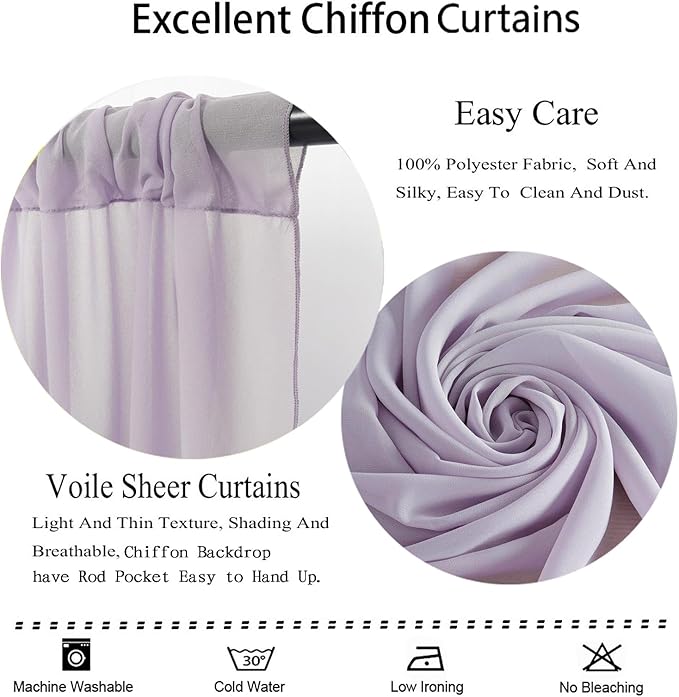 DUOBAO Silver Gray Curtains for Living Room Set of 2 Chiffon Curtain Window - Image 4