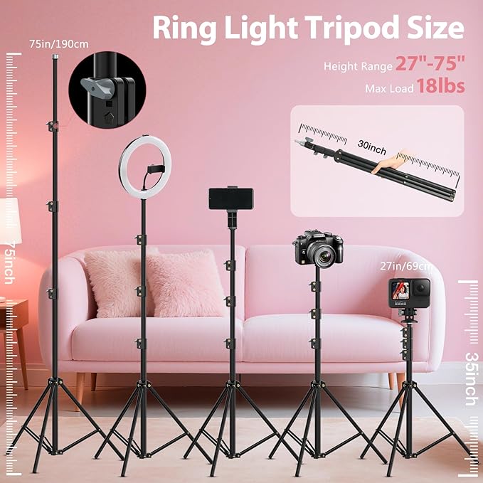 Ring Light with Stand 22inch Kit: Professional Ring Light Overhead Tripod - Image 6