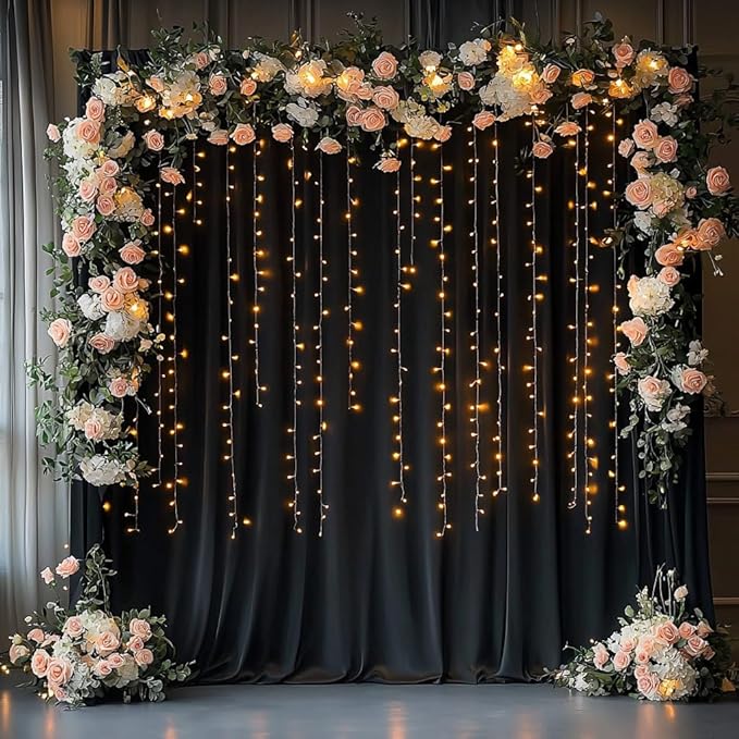 50ftx12ft Wrinkle Free Black Backdrop Curtain, 10 Panels 12FT Height Black - Image 3