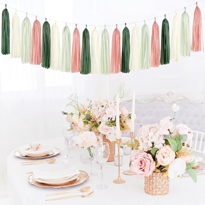 Sage-Olive Green Pink-Beige Boho Party-Decorations - Image 6