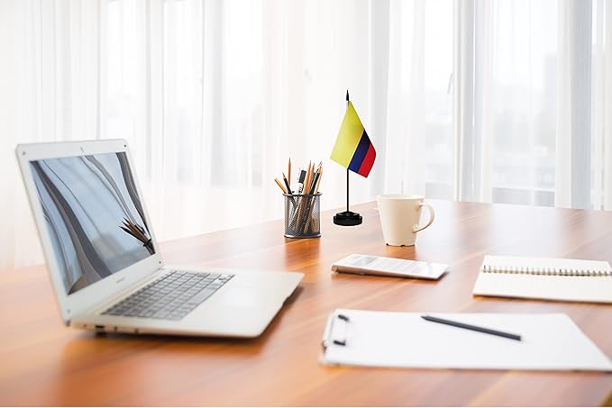 Colombia Colombian Deluxe Desk Flag Set Small Mini Miniature Colombia Colombian - Image 4