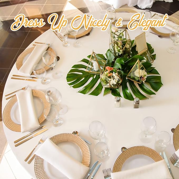 BRILLMAX 6 Pack Ivory Round Tablecloths 132 Inch - Image 8