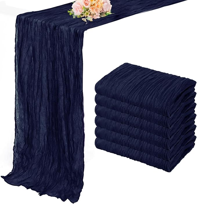 6 Pack Navy Blue Cheesecloth Table Runner 10FT Boho Fabric Rustic Cheese Cloth by FoliafeelHome