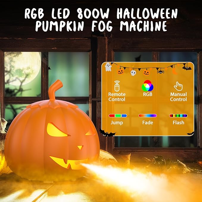 Fog Machine with LED RGB Lights, 800W Halloween Fog Machine with Remote Control - Image 2