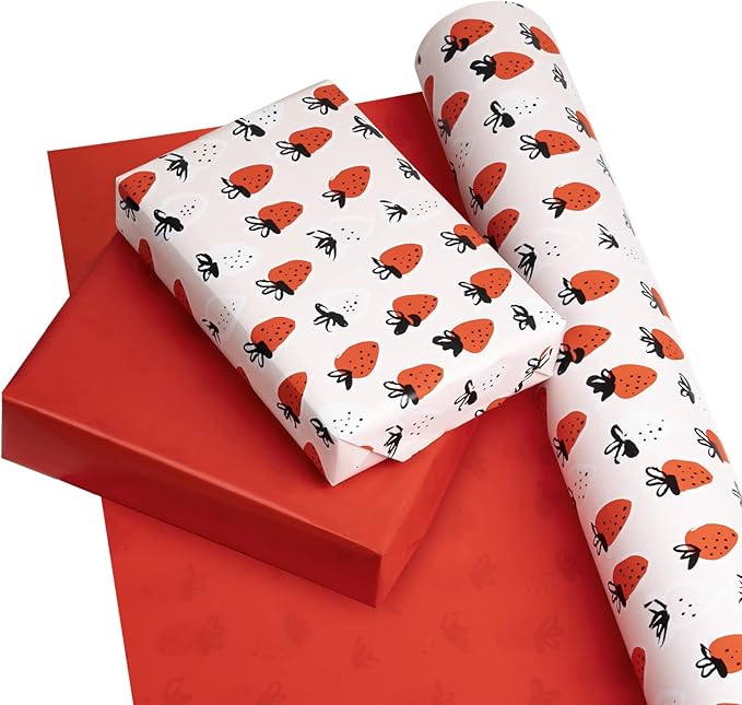 WRAPAHOLIC Reversible Strawberry Wrapping Paper - Image 2