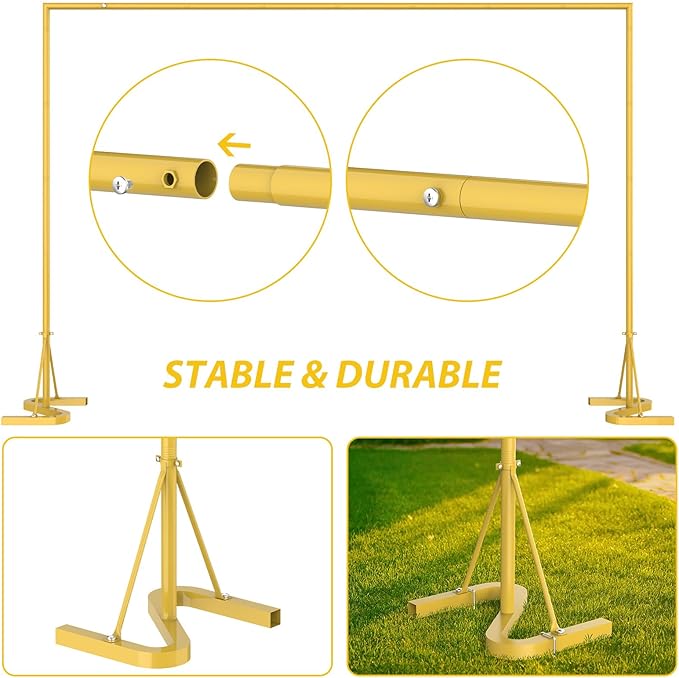 HAITRAL 10x7 FT Backdrop Banner Stand, Square Wedding Arch Balloon Metal Frame - Image 5
