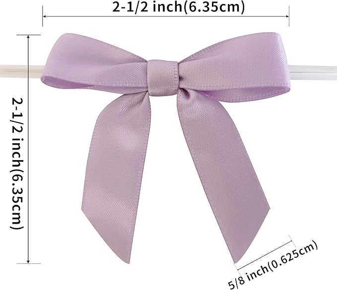 50pcs 2-1/2" Lavender Satin Ribbon Bows - Image 3