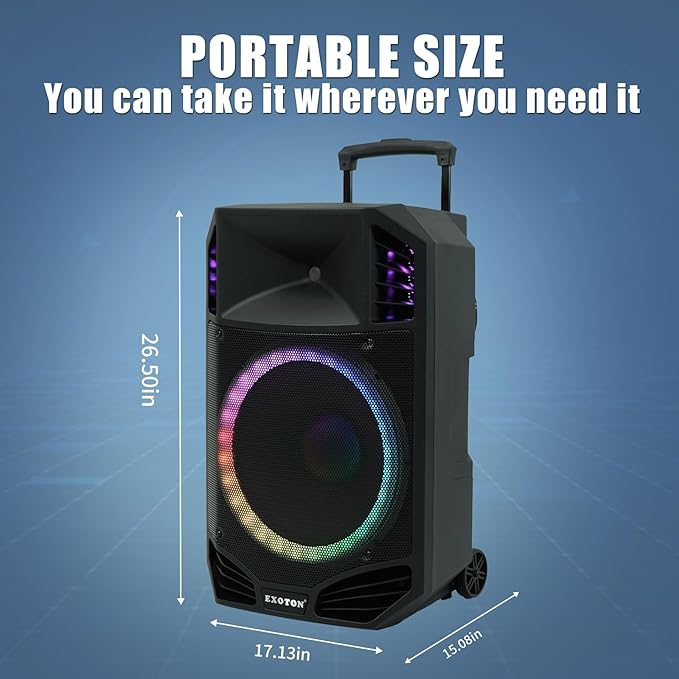 EXOTON S-1501 15 Inch Portable Rechargeable PA Speaker - 1600W - Image 6