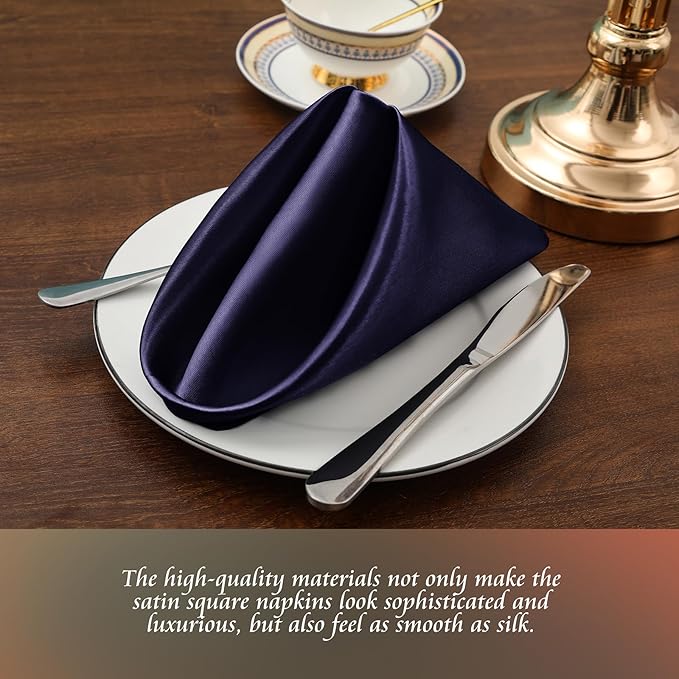 Manyshofu 60 Pieces Purple Satin Napkins - Image 2