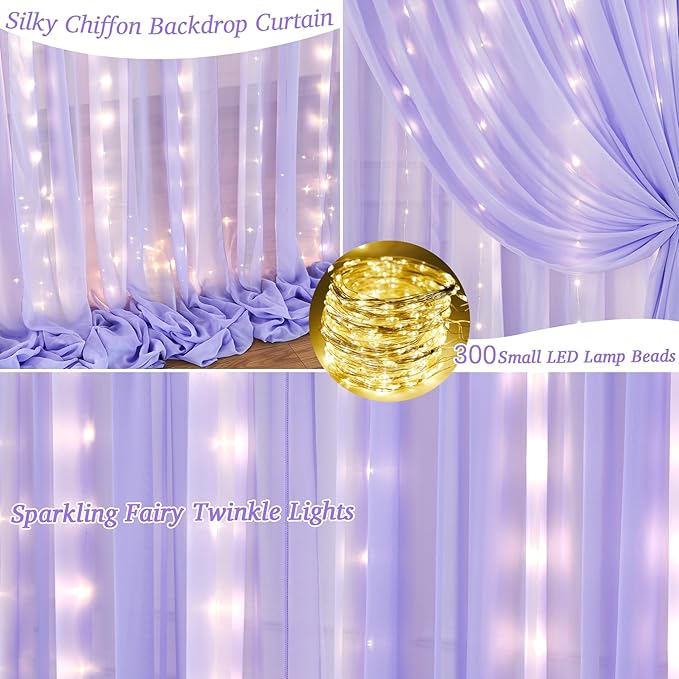 10x10ft Lavender Chiffon Backdrop Curtain - Image 7