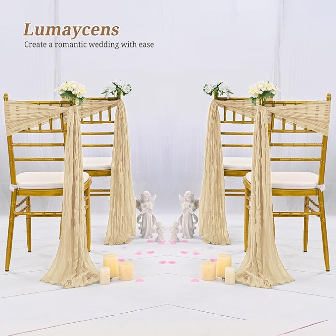 50 PCS Cheesecloth Chair Sashes Bows Wedding Aisle Decorations Chair Ribbon - Image 6