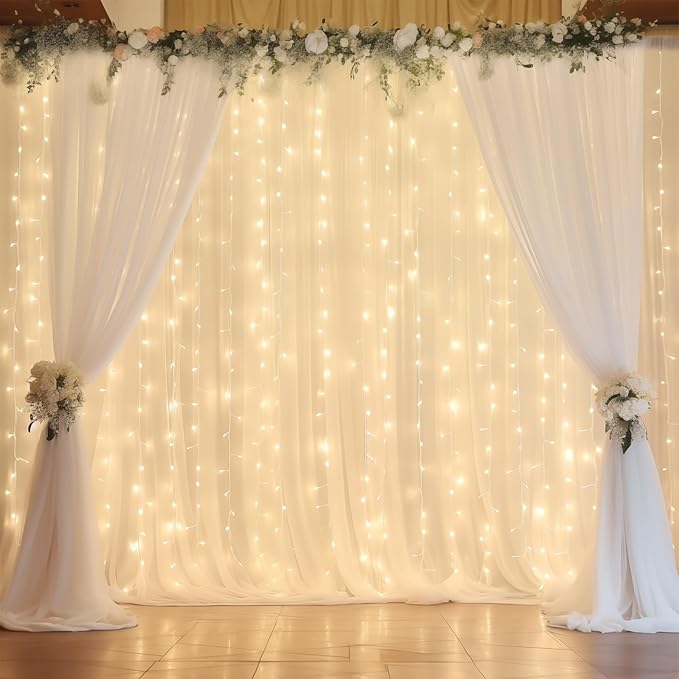 10ft x 10ft White Chiffon Backdrop Curtain - Image 2