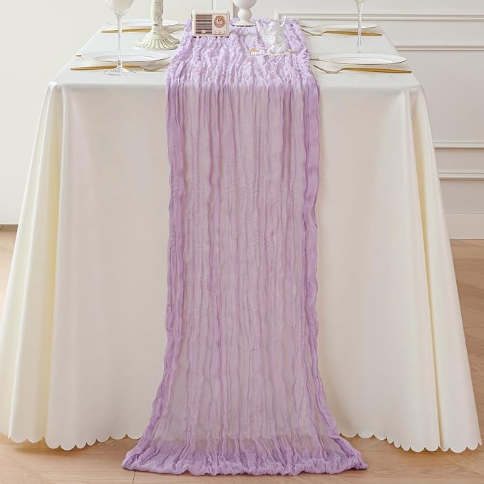 Sioloc 1 Pack Lilac Purple Lavender Cheesecloth Table Runner Fall Autumn Decor - Image 4