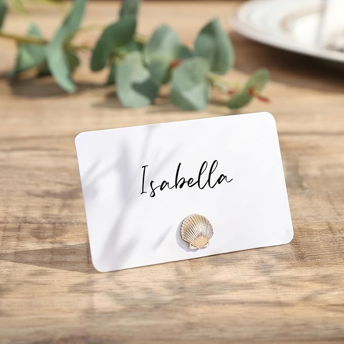 UNIQOOO 24Pcs Decorative Gold Shell Place Card Holders Bulk, Scallop Name Card by UNIQOOO